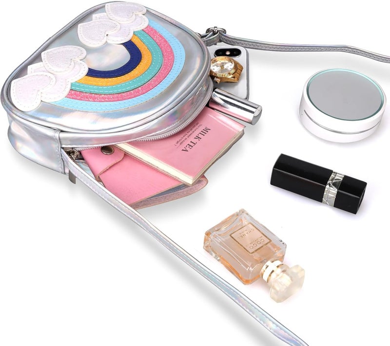 Dksyee Cute Leather Rainbow Crossbody Bag for Little Girls - Image 2